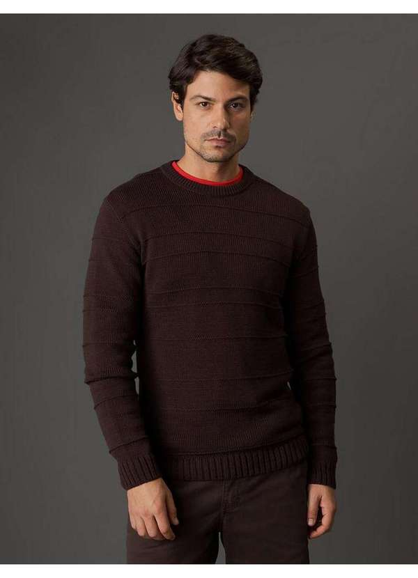 Calvin Klein Jeans - Tricot Masculino Listras Relevo Calvin Klein Jeans - Marrom Marrom