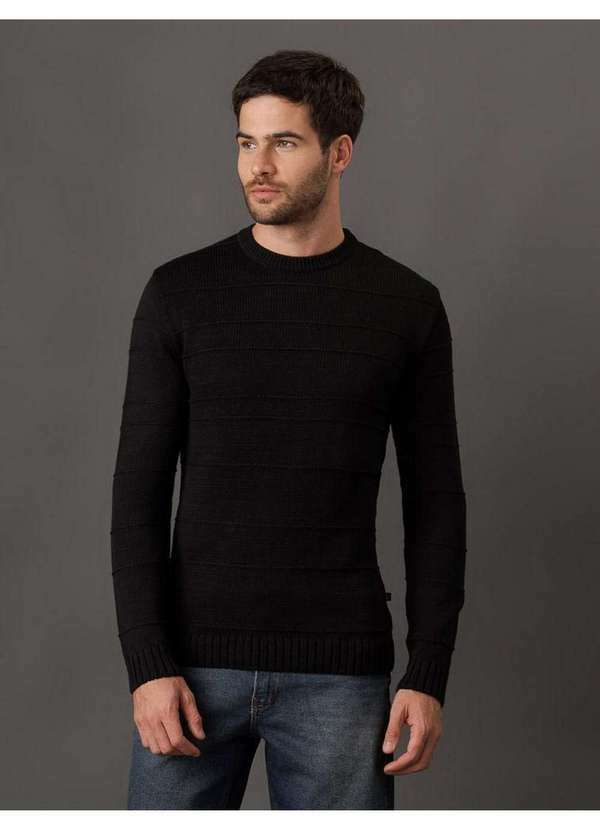 Calvin Klein Jeans - Tricot Masculino Listras Relevo Calvin Klein Jeans - Preto Preto