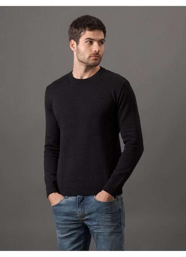 Calvin Klein Jeans - Tricot Masculino Maxi Calvin Klein Jeans - Preto Preto