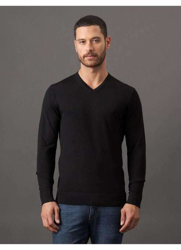 Calvin Klein Jeans - Tricot Masculino Merino Calvin Klein - Preto Preto