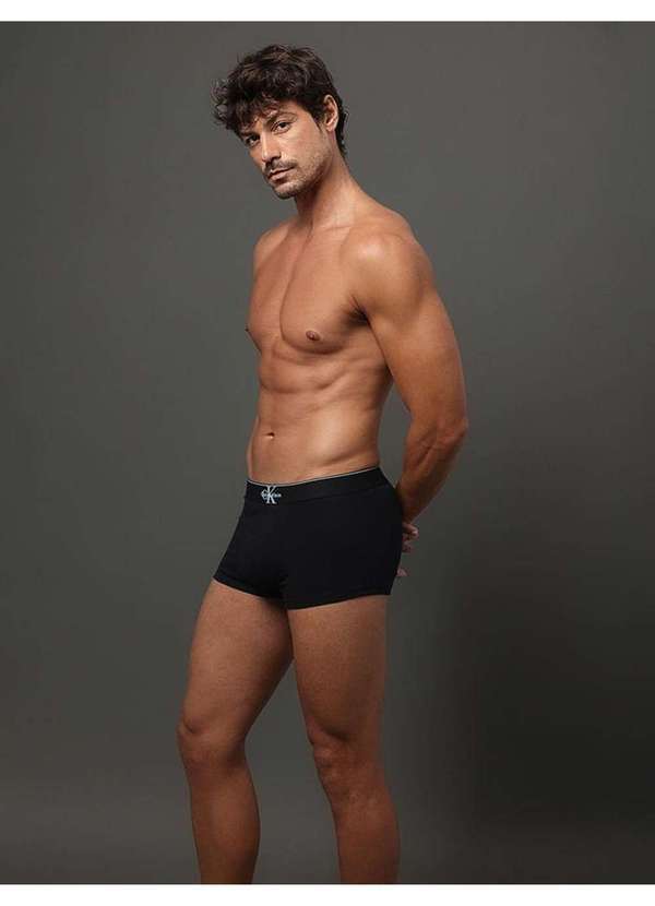 Calvin Klein Jeans - Cueca Low Rise Trunk Cotton Monogram Calvin Klein Underwear - Pre Preto