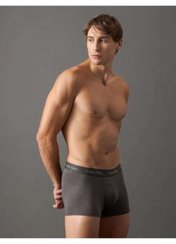 Calvin Klein Jeans - Cueca Trunk de Modal Calvin Klein Underwear - Grafite/Prata Cinza