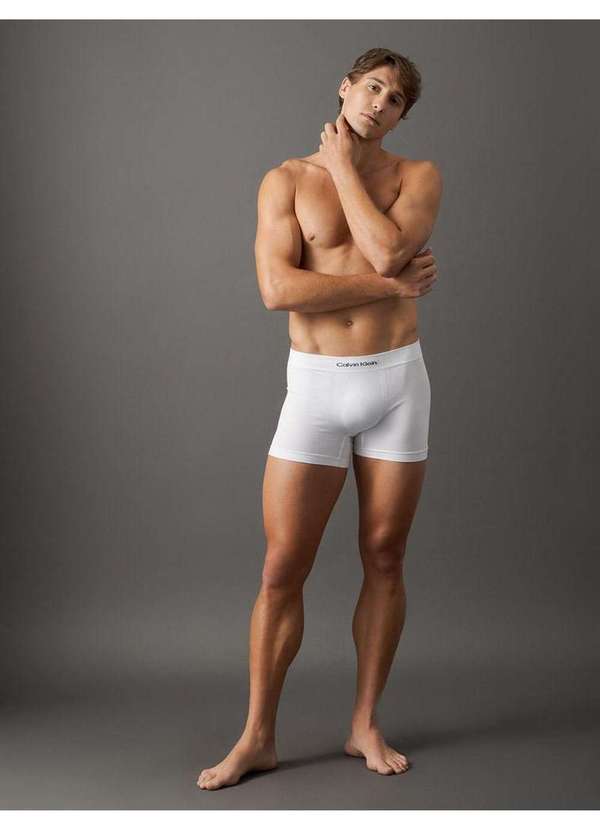 Calvin Klein Jeans - Cueca Trunk Modern Logo Seamless Calvin Klein Underwear - Branco Branco 3