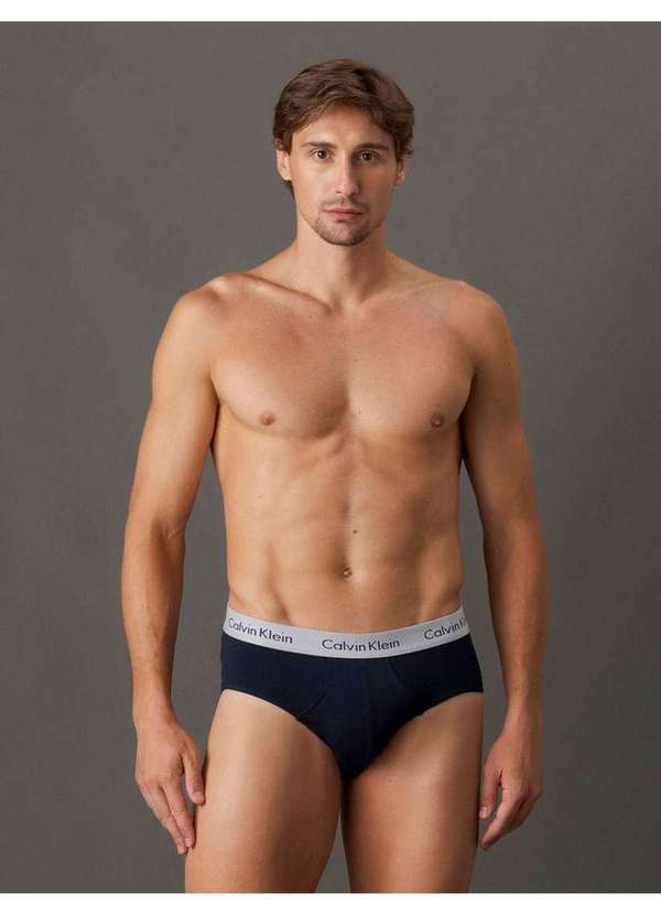 Calvin Klein Jeans - Kit 3 Cuecas Brif Calvin Klein Underwear - Azul Marinho / Mescla Azul