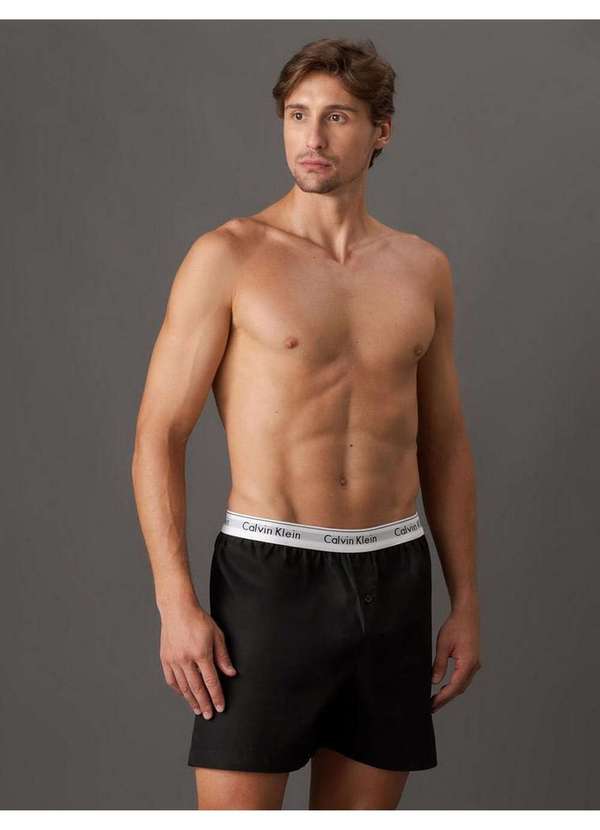 Calvin Klein Underwear - Samba Canção Lisa Vista Falsa Cueca Calvin Klein Underwear - Pret Preto