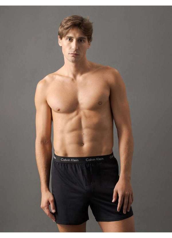Calvin Klein Underwear - Samba Canção Masculino Classic Elástico com Logo Calvin Klein Und Preto