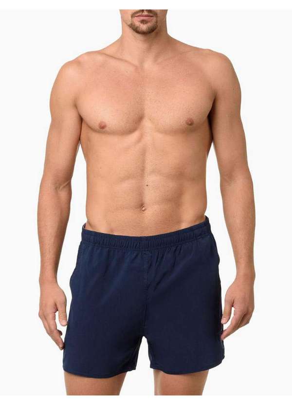 Calvin Klein Jeans - Shorts Elastico Liso com Logo Later Azul
