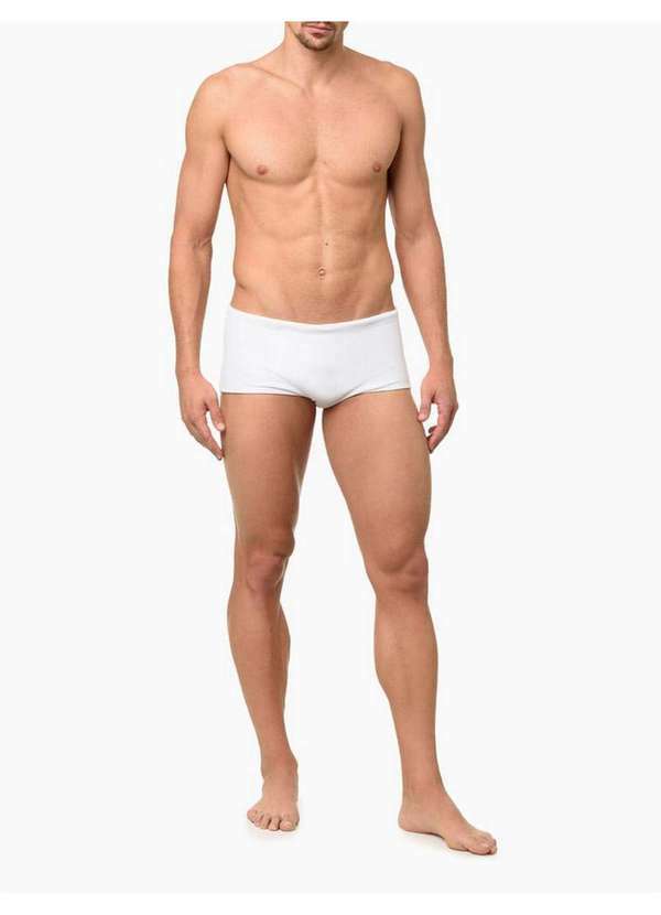 Calvin Klein Jeans - Sunga Trunk Basica Lisa com Logo Lateral Calvin Klein Swimwear - Branco