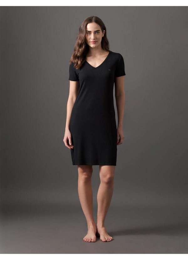 Calvin Klein Jeans - Camisola Feminina Curta Canelada Calvin Klein Underwear - Preto Preto