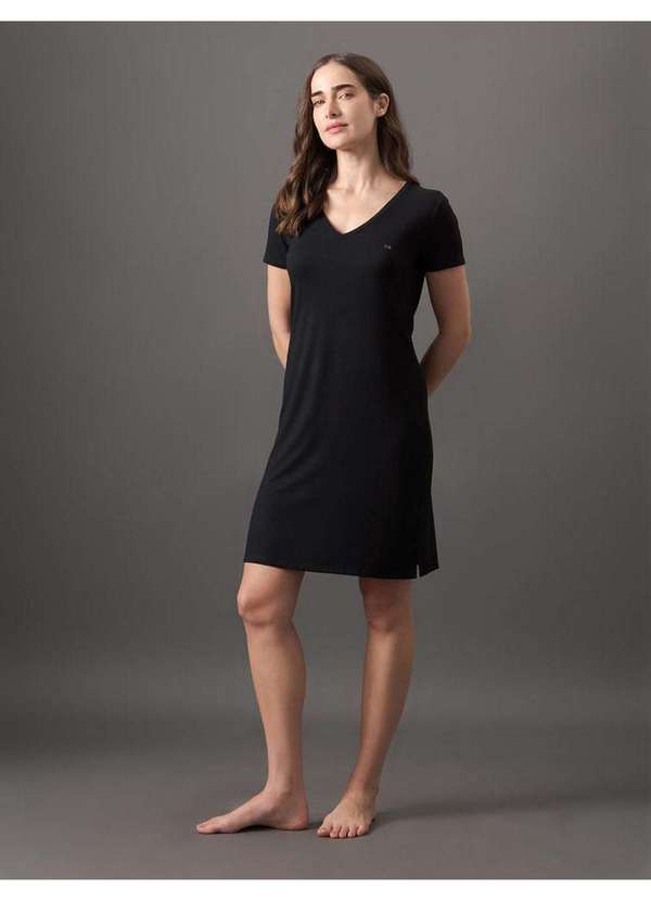 Calvin Klein Jeans - Camisola Feminina Curta Canelada Calvin Klein Underwear - Preto Preto 3