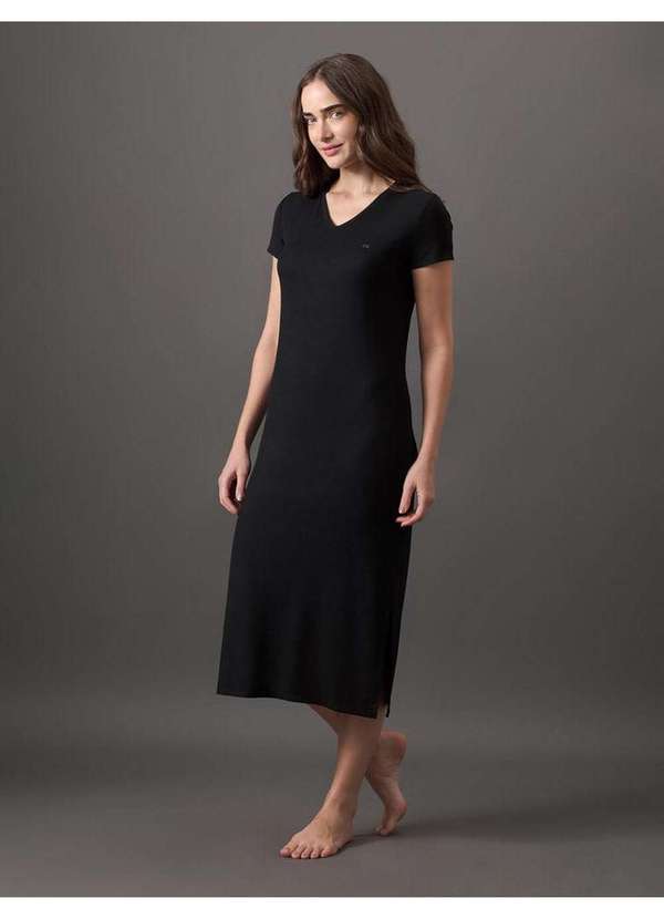 Calvin Klein Jeans - Camisola Feminina Midi Canelado Calvin Klein Underwear - Preto Preto