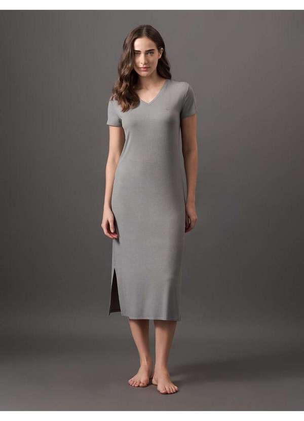 Calvin Klein Jeans - Camisola Feminina Midi Canelado Calvin Klein Underwear - Light Gr Cinza