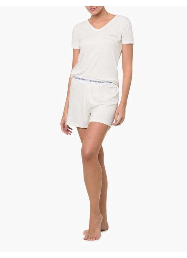 Calvin Klein Jeans - Pijama Feminino Blusa e Shorts Viscolight Calvin Klein Underwear Branco
