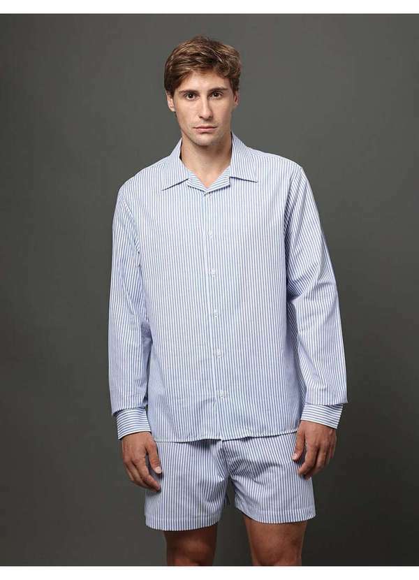 Calvin Klein Jeans - Pijama Masculino Camisa e Bermuda Calvin Klein Underwear - Azul M Azul