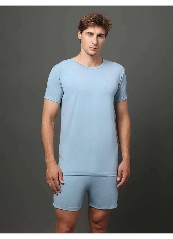 Calvin Klein Jeans - Pijama Masculino Camiseta e Bermuda Modal Calvin Klein Underwear Azul