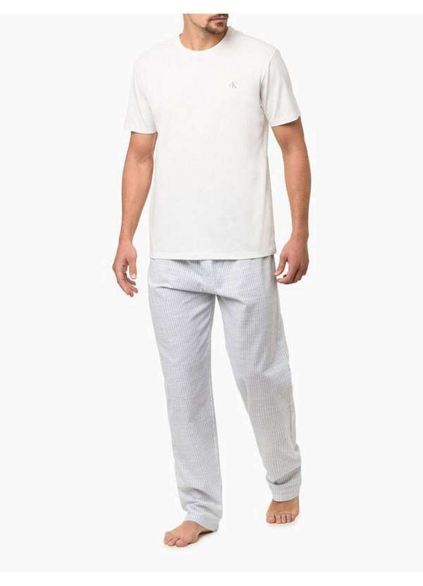 Calvin Klein Jeans - Pijama Masculino Camiseta e Calça Fashion Stripes Calvin Klein Un Azul