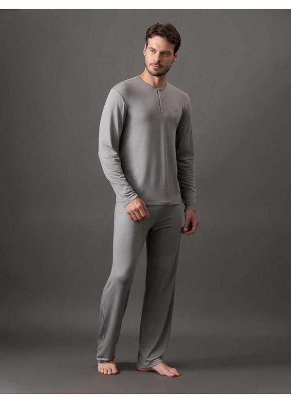Calvin Klein Jeans - Pijama Masculino Manga Longa e Calça Modal Calvin Klein Underwear Cinza 2