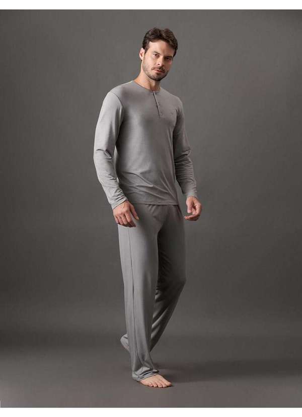 Calvin Klein Jeans - Pijama Masculino Manga Longa e Calça Modal Calvin Klein Underwear Cinza 4