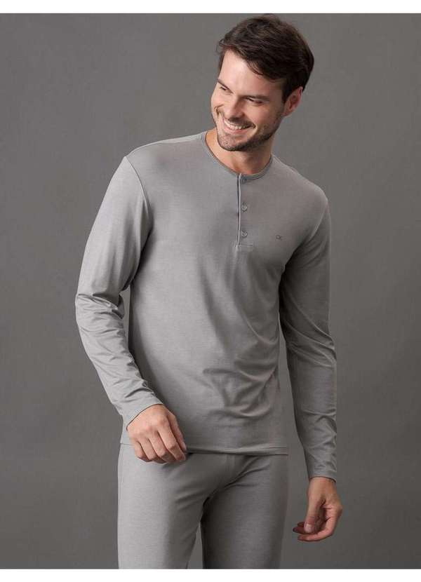 Calvin Klein Jeans - Pijama Masculino Manga Longa e Calça Modal Calvin Klein Underwear Cinza 5