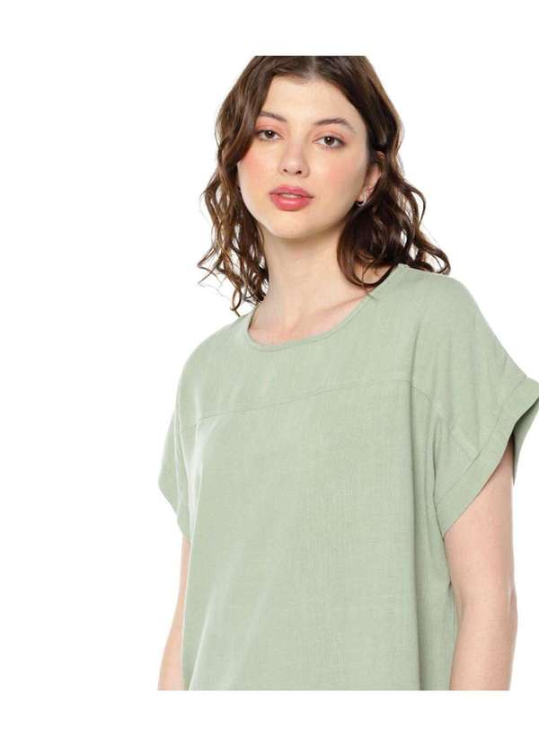 Sob - Blusa de Linho Manga Curta Verde
