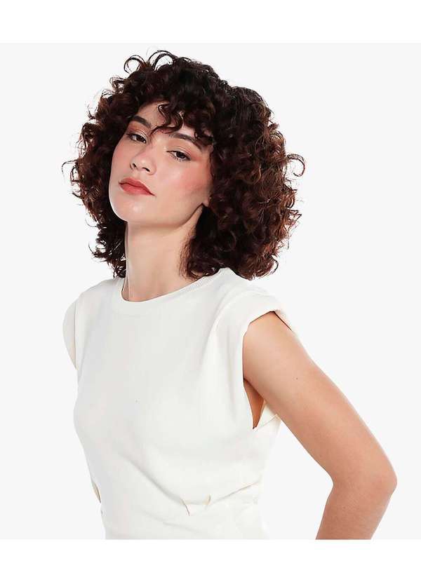 Sob - Blusa de Viscose com Ombreira Tricot Bege 2