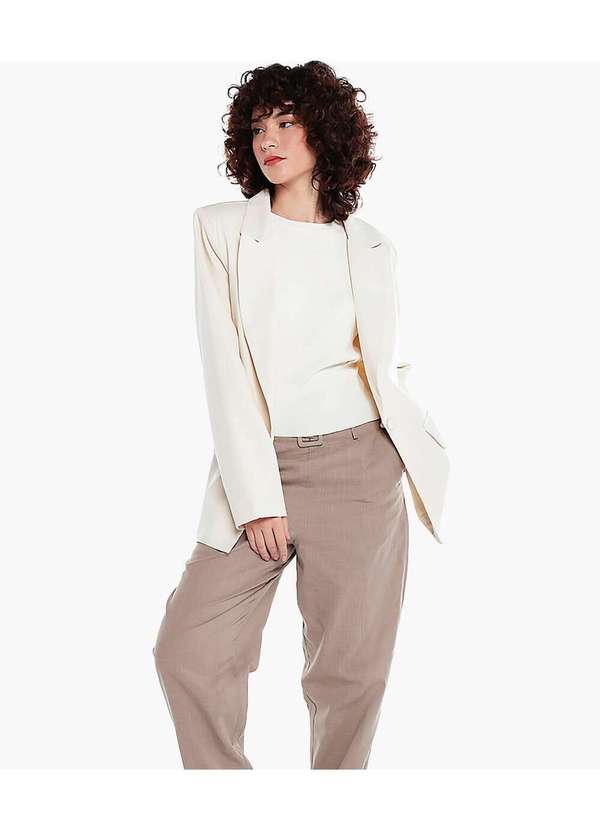 Sob - Blusa de Viscose com Ombreira Tricot Bege 3