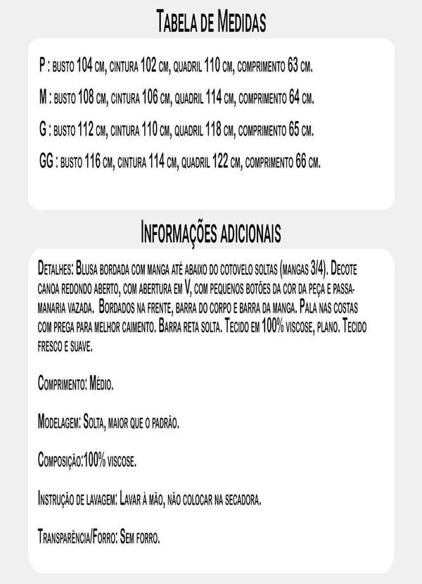 Sob - Blusa em Viscose Mangas Bordada Boho - Azul 8