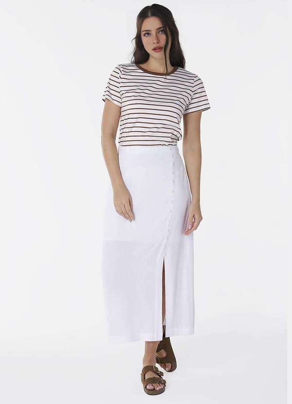 Sob - Blusa Feminina Listrada Marrom Retrô em Malha de Algodão - Marrom 3