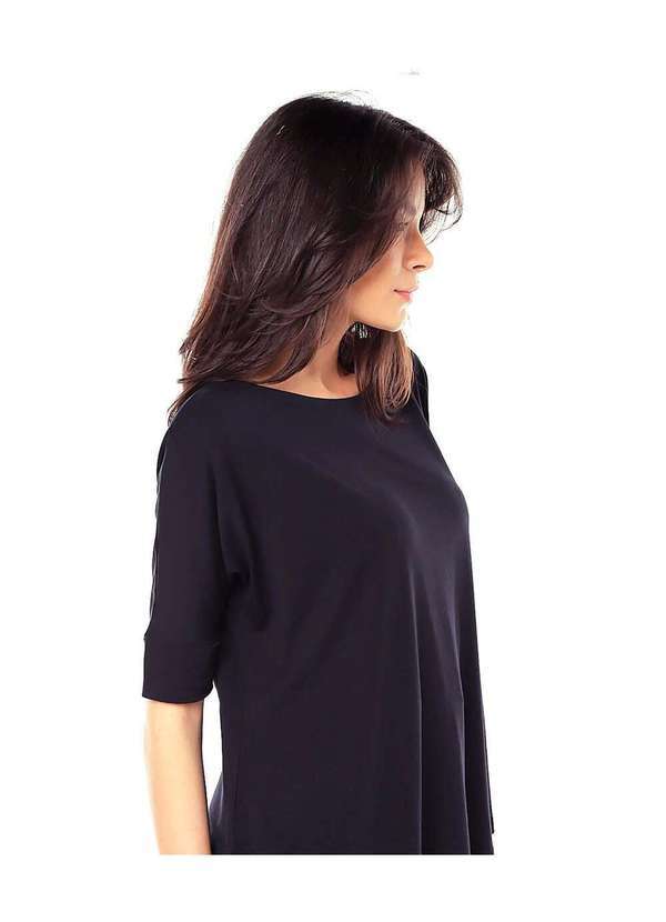 Sob - Blusa Gola Canoa com Manga em Malha de Viscose Preto 2