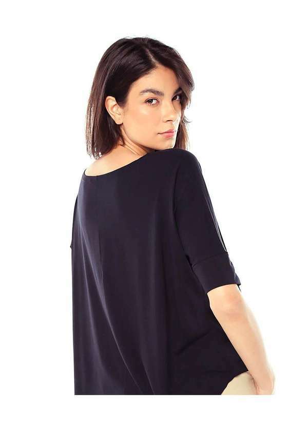 Sob - Blusa Gola Canoa com Manga em Malha de Viscose Preto 5