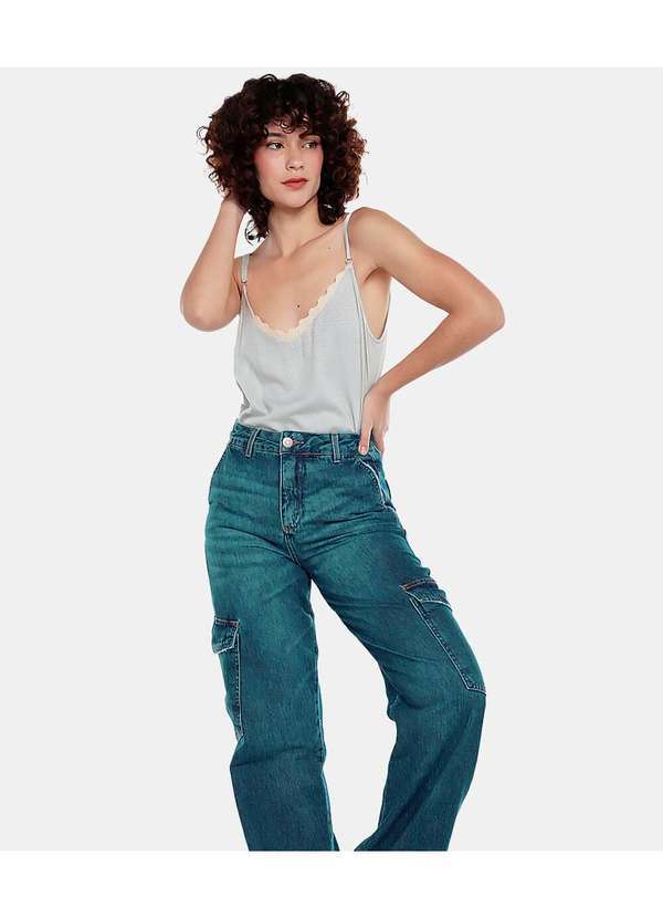 Sob - Regata de Viscose com Renda Boho Verde 5