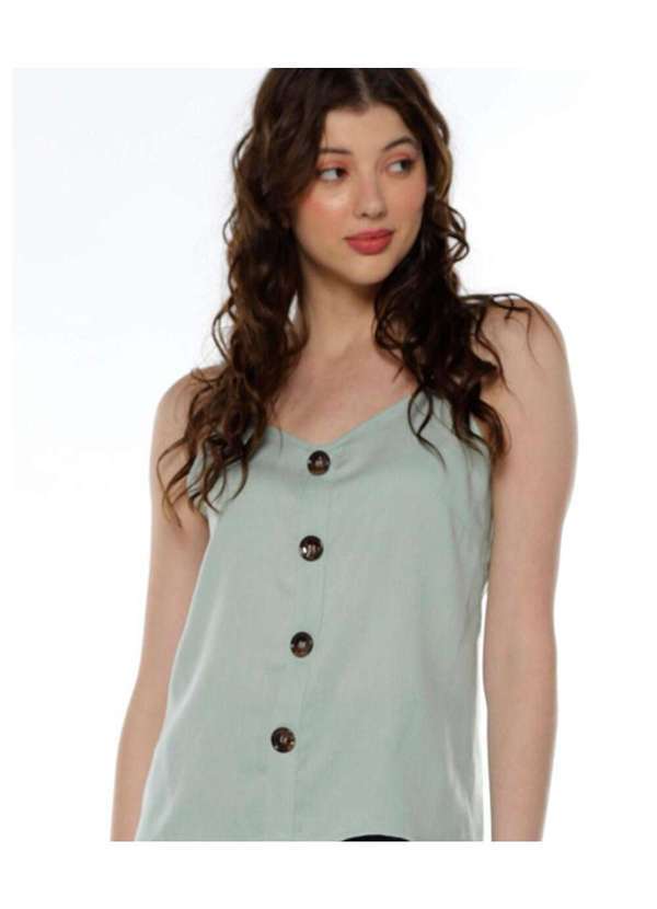 Sob - Regata  Feminina de Alça Viscose Rústica - Verde