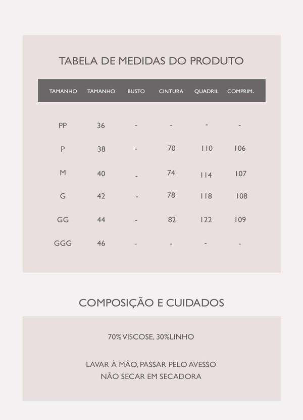 Sob - Calça de Linho Bege Listrada Pantalona com Bolsos - Bege 7