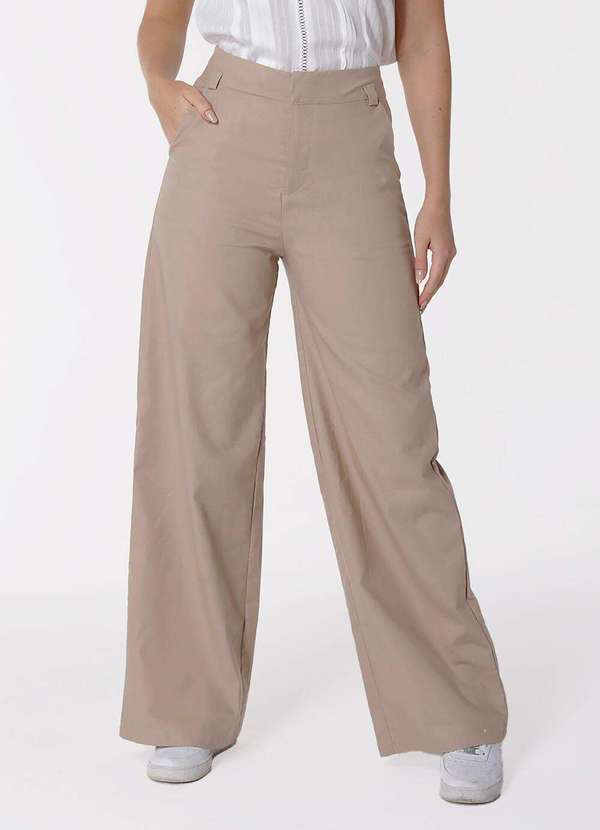 Sob - Calça de Linho Marrom Pantalona Alfaiataria Feminina Sob Marrom 2