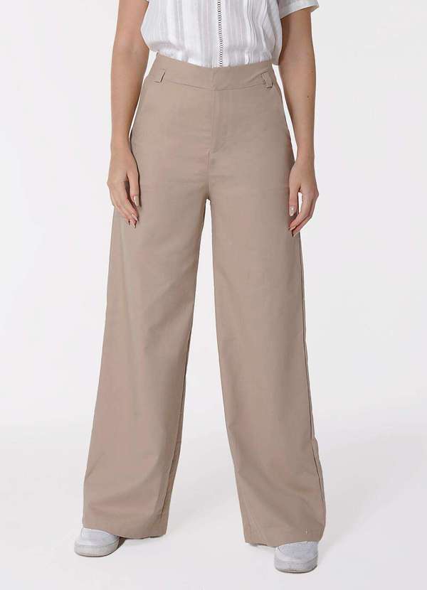 Sob - Calça de Linho Marrom Pantalona Alfaiataria Feminina Sob Marrom 5