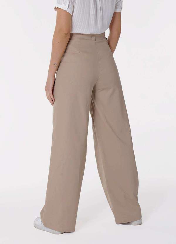 Sob - Calça de Linho Marrom Pantalona Alfaiataria Feminina Sob Marrom 6