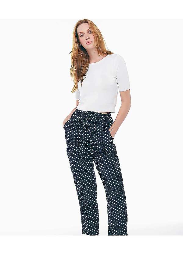 Sob - Calça de Poá com Bolsos em Viscose Azul 2