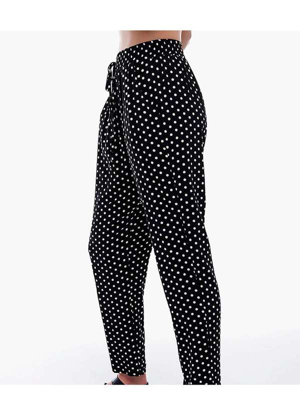 Sob - Calça de Poá Preta e Branca com Bolsos em Viscose Sob Preto 3