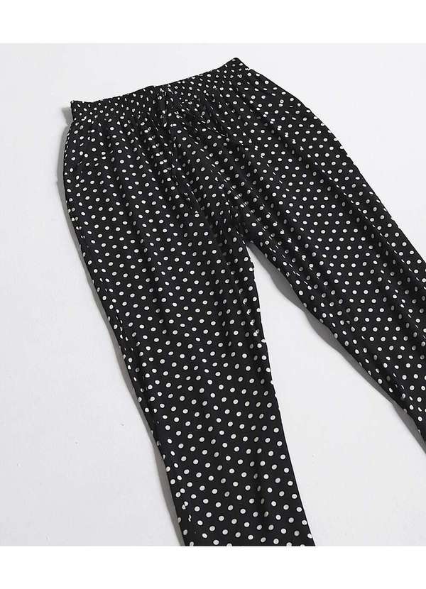 Sob - Calça de Poá Preta e Branca com Bolsos em Viscose Sob Preto 4