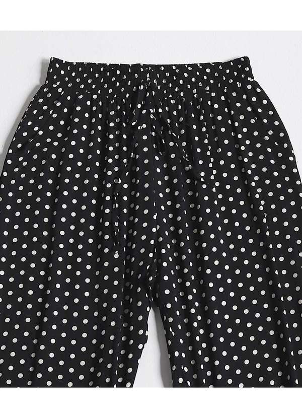 Sob - Calça de Poá Preta e Branca com Bolsos em Viscose Sob Preto 5
