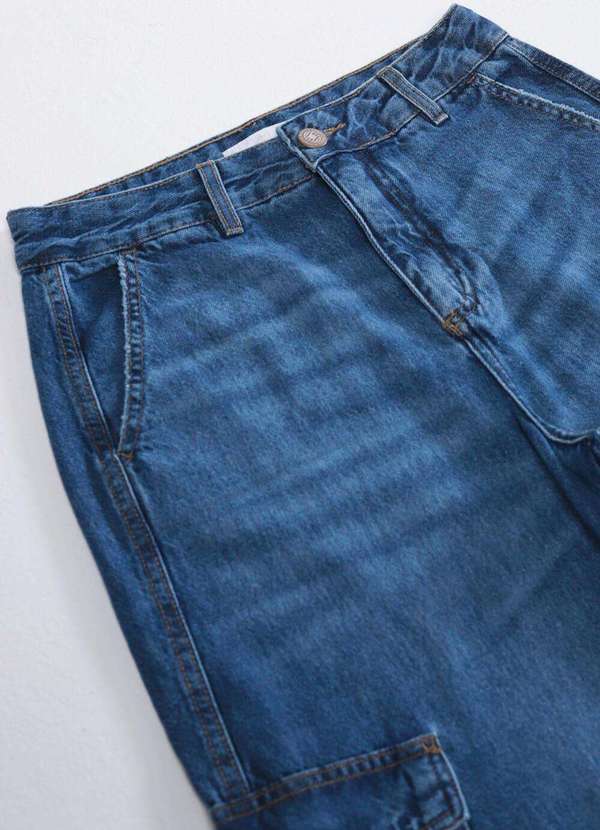 Sob - Calça Jeans Reta Feminina com Bolsos - Azul 6