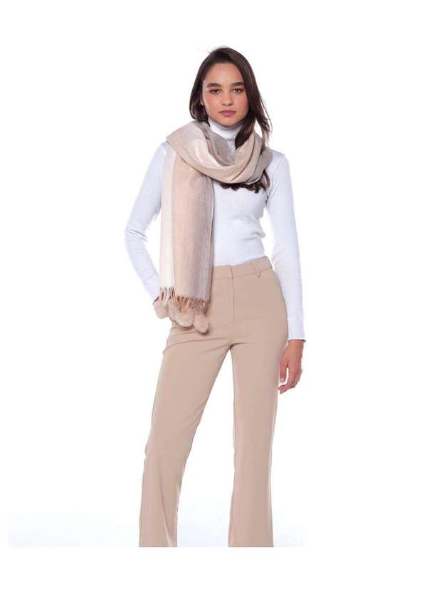 Sob - Calça Social Feminina Alfaiataria Reta Bege 4