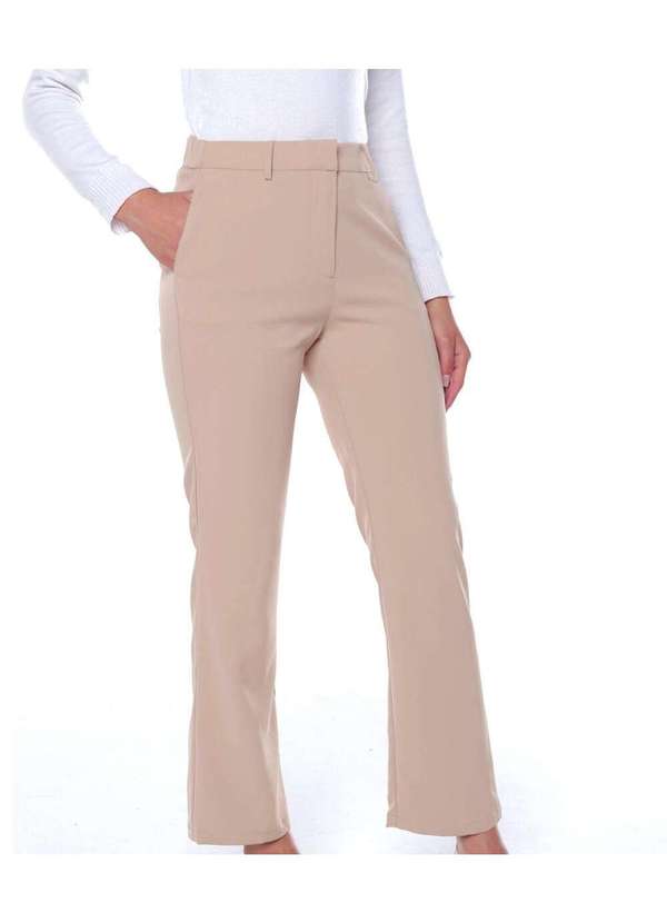 Sob - Calça Social Feminina Alfaiataria Reta Bege 2