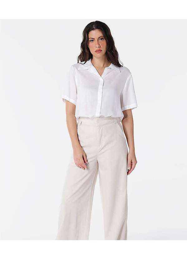 Sob - Camisa Branca de Linho com Viscose Manga Curta - Branca 2