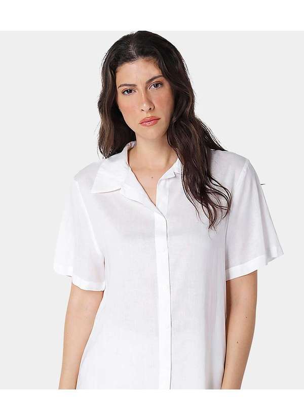 Sob - Camisa Branca de Linho com Viscose Manga Curta - Branca 3