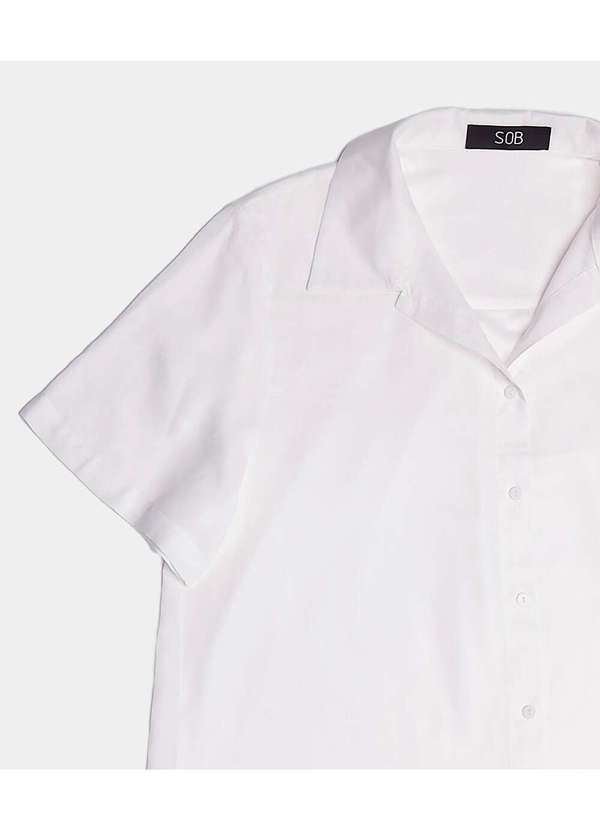 Sob - Camisa Branca de Linho com Viscose Manga Curta - Branca 5
