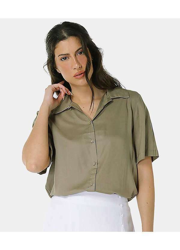 Sob - Camisa de Linho com Viscose Manga Curta - Verde