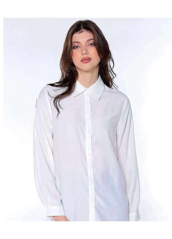 Sob - Camisa Feminina Manga Longa Viscose Branco