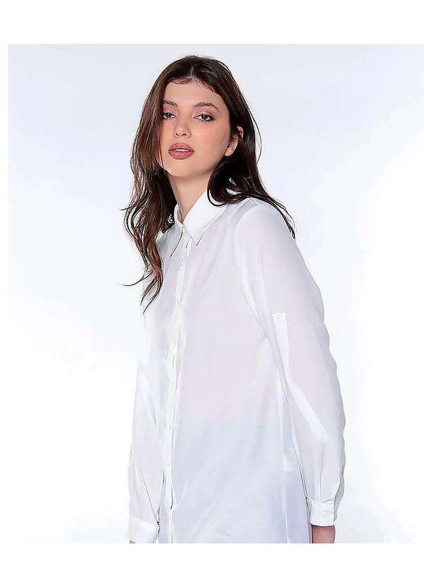 Sob - Camisa Feminina Manga Longa Viscose Branco 3