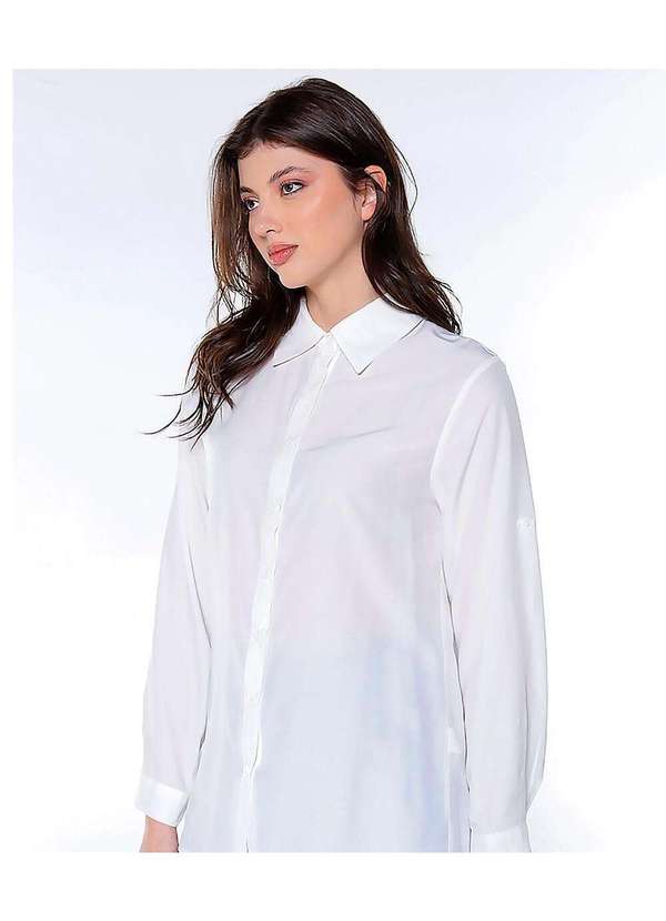 Sob - Camisa Feminina Manga Longa Viscose Branco 4
